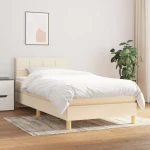 Κρεβάτι Boxspring με Στρώμα Κρεμ 100 x 200 εκ. Υφασμάτινο Κρεμ 3140598
