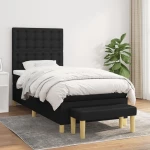 Κρεβάτι Boxspring με Στρώμα Μαύρο 90x200 εκ. Υφασμάτινο Μαύρο 3137447