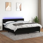Κρεβάτι Boxspring με Στρώμα & LED Μαύρο 160x200 εκ. Υφασμάτινο Μαύρο 3133487
