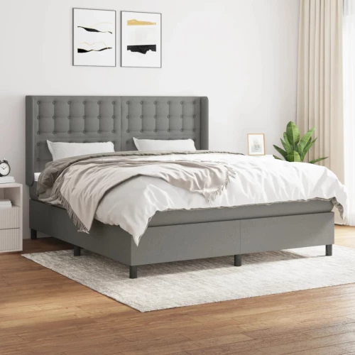 Κρεβάτι Boxspring με Στρώμα Σκούρο Γκρι 160x200 εκ Υφασμάτινο Γκρι 3131762