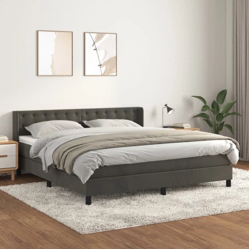 Κρεβάτι Boxspring με Στρώμα Σκούρο Γκρι 180x200 εκ. Βελούδινο Γκρι 3131214