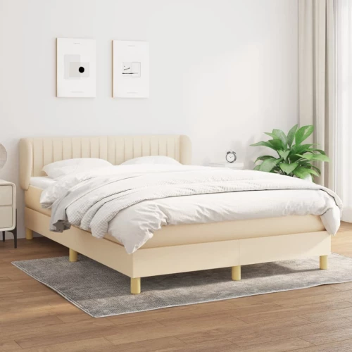 Κρεβάτι Boxspring με Στρώμα Κρεμ 140x200 εκ. Υφασμάτινο Κρεμ 3126970