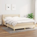 Κρεβάτι Boxspring με Στρώμα Κρεμ 140x200 εκ. Υφασμάτινο Κρεμ 3126970