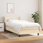 Κρεβάτι Boxspring με Στρώμα Κρεμ 100 x 200 εκ. Υφασμάτινο Κρεμ 3126226