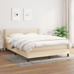 Κρεβάτι Boxspring με Στρώμα Κρεμ 140x200 εκ. Υφασμάτινο Κρεμ 3126410