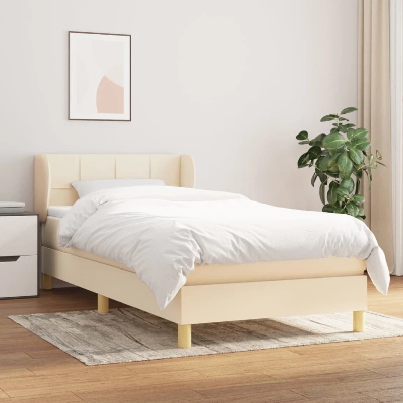 Κρεβάτι Boxspring με Στρώμα Κρεμ 100 x 200 εκ. Υφασμάτινο Κρεμ 3126786