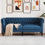 Καναπές Διθέσιος Chesterfield Μπλε Υφασμάτινος Μπλε 372553