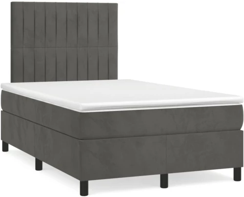 Κρεβάτι Boxspring με Στρώμα & LED Σκ.Γκρι 120x190εκ. Βελούδινο Γκρι 3270324