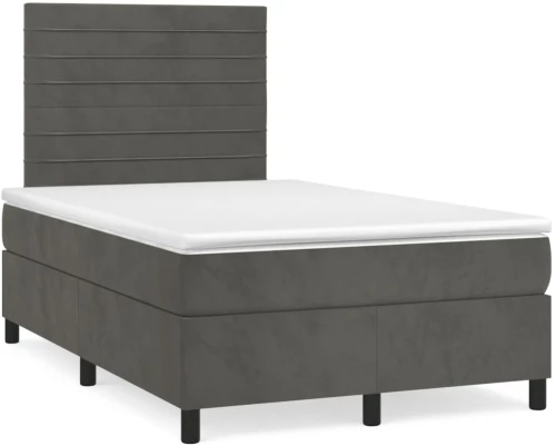 Κρεβάτι Boxspring με Στρώμα & LED Σκ.Γκρι 120x190εκ. Βελούδινο Γκρι 3270318