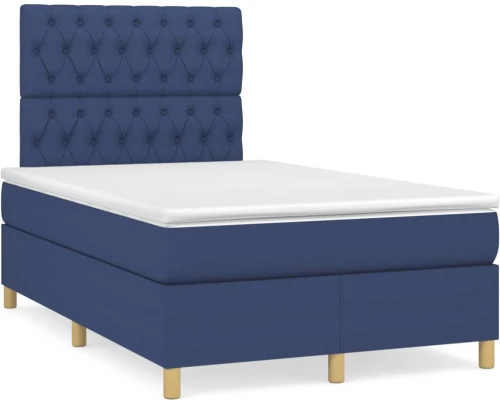 Κρεβάτι Boxspring με Στρώμα & LED Μπλε 120x190εκ. Υφασμάτινο Μπλε 3270273