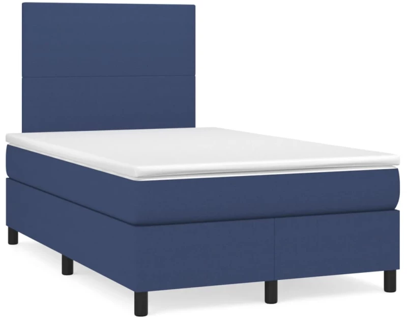 Κρεβάτι Boxspring με Στρώμα & LED Μπλε 120x190εκ. Υφασμάτινο Μπλε 3270189