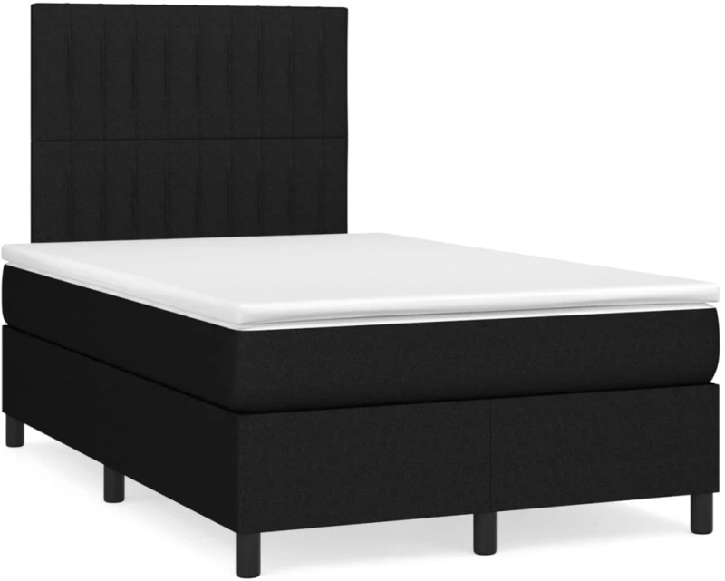 Κρεβάτι Boxspring με Στρώμα & LED Μαύρο 120x190 εκ. Υφασμάτινο Μαύρο 3270213