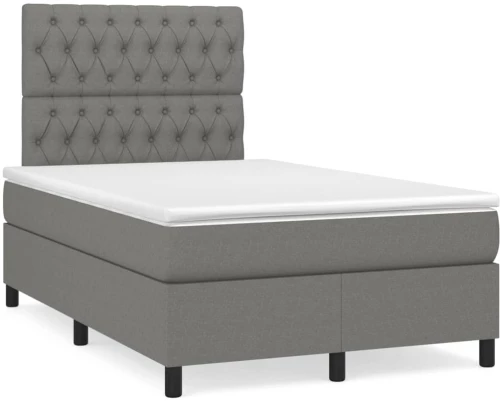 Κρεβάτι Boxspring με Στρώμα & LED Σκ.Γκρι 120x190εκ. Υφασμάτινο Γκρι 3270219