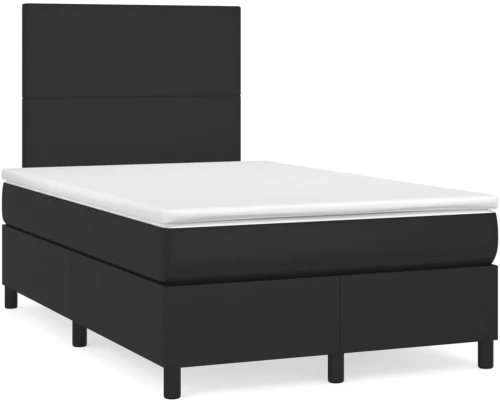 Κρεβάτι Boxspring με Στρώμα&LED Μαύρο 120x190εκ.Συνθετικό Δέρμα Μαύρο 3270281