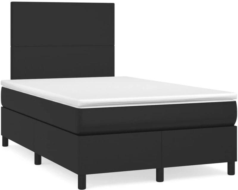 Κρεβάτι Boxspring με Στρώμα&LED Μαύρο 120x190εκ.Συνθετικό Δέρμα Μαύρο 3270281