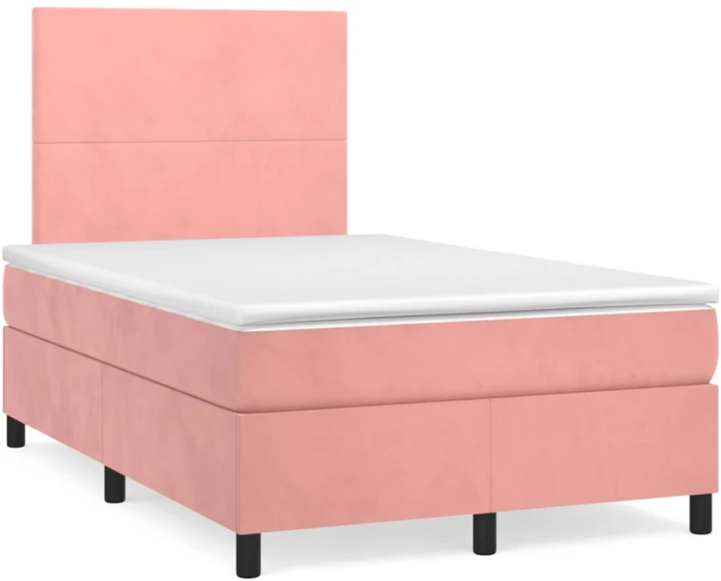 Κρεβάτι Boxspring με Στρώμα & LED Ροζ 120x190 εκ. Βελούδινο Ροζ 3270304