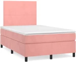 Κρεβάτι Boxspring με Στρώμα & LED Ροζ 120x190 εκ. Βελούδινο Ροζ 3270304