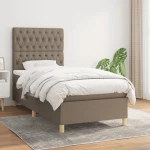 Κρεβάτι Boxspring με Στρώμα Taupe 90x190 εκ.Υφασμάτινο μπεζ-γκρι 3142541