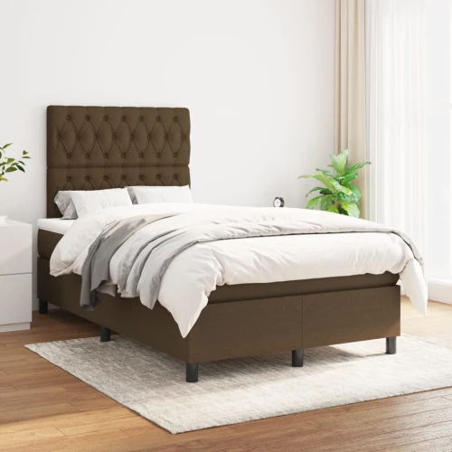 Κρεβάτι Boxspring με Στρώμα Σκούρο Καφέ 120x200 εκ. Υφασμάτινο Καφέ 3142004