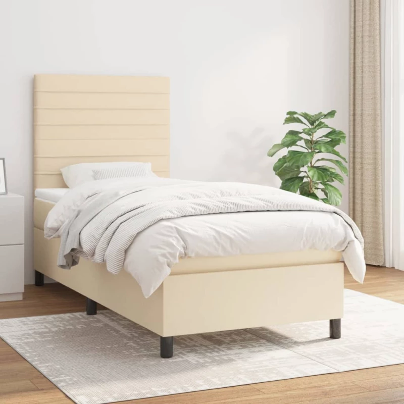 Κρεβάτι Boxspring με Στρώμα Κρεμ 80 x 200 εκ. Υφασμάτινο Κρεμ 3141814