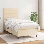 Κρεβάτι Boxspring με Στρώμα Κρεμ 80 x 200 εκ. Υφασμάτινο Κρεμ 3141814