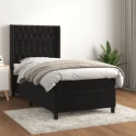 Κρεβάτι Boxspring με Στρώμα Μαύρο 90x200 εκ. Βελούδινο Μαύρο 3132839