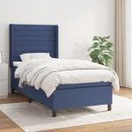 Κρεβάτι Boxspring με Στρώμα Μπλε 90x190 εκ.Υφασμάτινο Μπλε 3131479