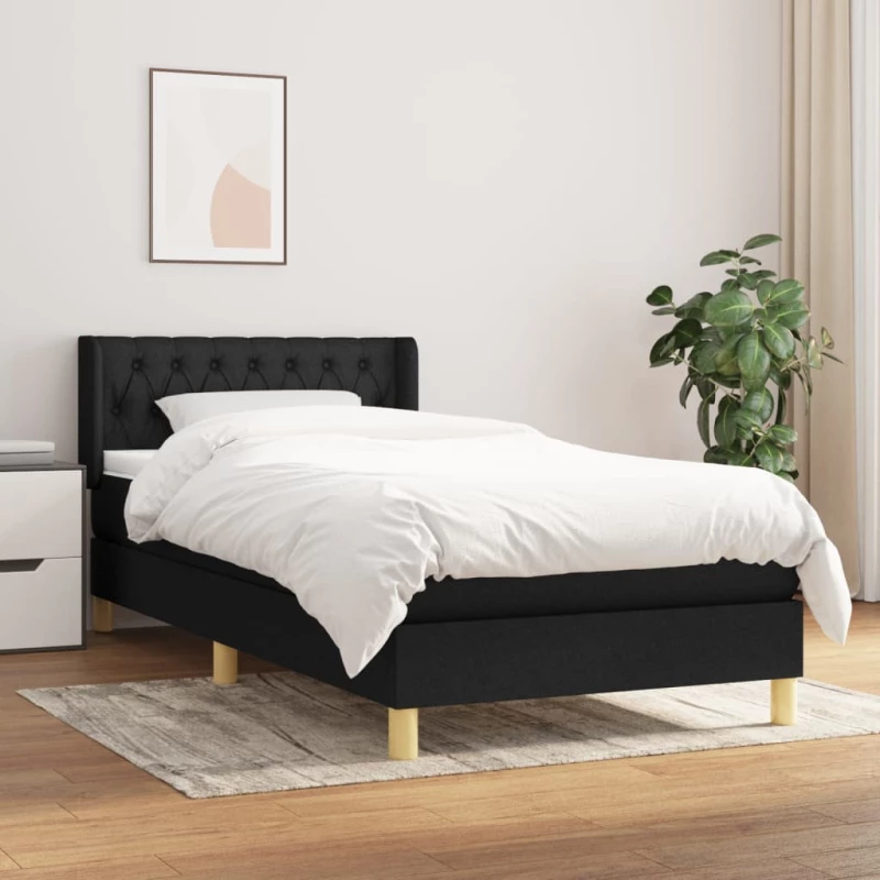 Κρεβάτι Boxspring με Στρώμα Μαύρο 100 x 200 εκ. Υφασμάτινο Μαύρο 3130491