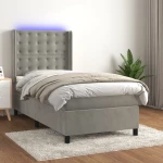 Κρεβάτι Boxspring με Στρώμα & LED Αν.Γκρι 80x200 εκ. Βελούδινο Γκρι 3139769
