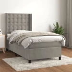 Κρεβάτι Boxspring με Στρώμα Ανοιχτό Γκρι 80x200 εκ. Βελούδινο Γκρι 3132885