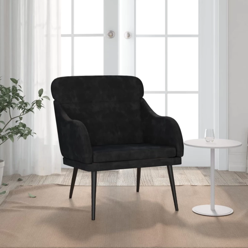 Πολυθρόνα Μαύρη 63 x 76x 80 εκ. Βελούδινη Μαύρο 351440