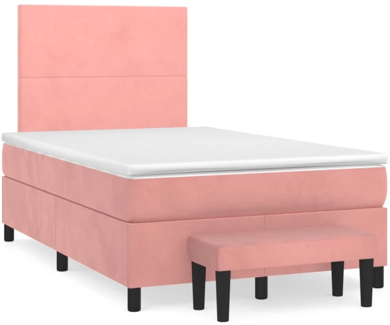 Κρεβάτι Boxspring με Στρώμα Ροζ 120x190 εκ. Βελούδινο Ροζ 3270462