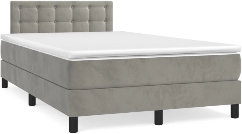 Κρεβάτι Boxspring με Στρώμα & LED Αν.Γκρι 120x190εκ. Βελούδινο Γκρι 3270177