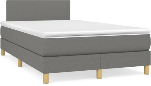 Κρεβάτι Boxspring με Στρώμα & LED Σκ.Γκρι 120x190εκ. Υφασμάτινο Γκρι 3270075