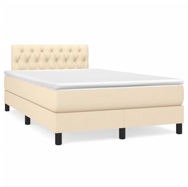 Κρεβάτι Boxspring με Στρώμα & LED Κρεμ 120x190 εκ. Υφασμάτινο Κρεμ 3270065