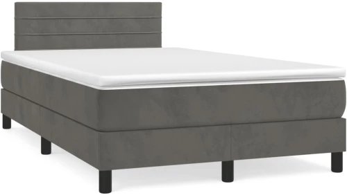 Κρεβάτι Boxspring με Στρώμα Σκούρο Γκρι 120x190 εκ. Βελούδινο Γκρι 3269844