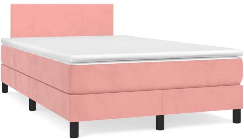 Κρεβάτι Boxspring με Στρώμα Ροζ 120x190 εκ. Βελούδινο Ροζ 3269830