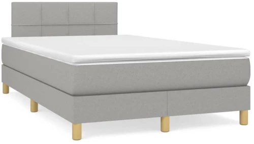 Κρεβάτι Boxspring με Στρώμα Ανοιχτό Γκρι 120x190 εκ. Υφασμάτινο Γκρι 3269772
