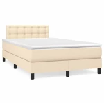 Κρεβάτι Boxspring με Στρώμα Κρεμ 120x190 εκ. Υφασμάτινο Κρεμ 3269756