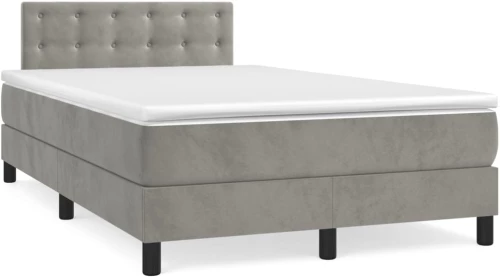 Κρεβάτι Boxspring με Στρώμα Ανοιχτό Γκρι 120x190 εκ. Βελούδινο Γκρι 3269861