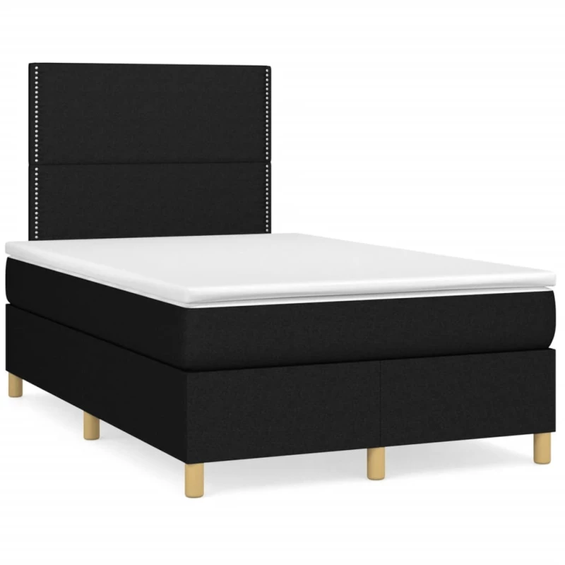 Κρεβάτι Boxspring με Στρώμα Μαύρο 120x190 εκ. Υφασμάτινο Μαύρο 3269925
