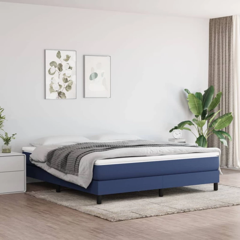 Κρεβάτι Boxspring με Στρώμα Μπλε 180x200 εκ. Υφασμάτινο Μπλε 3144099