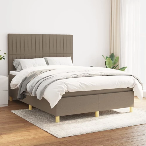 Κρεβάτι Boxspring με Στρώμα Taupe 140x190 εκ. Υφασμάτινο μπεζ-γκρι 3142493