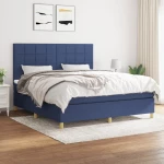 Κρεβάτι Boxspring με Στρώμα Μπλε 160x200 εκ. Υφασμάτινο Μπλε 3142351