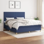 Κρεβάτι Boxspring με Στρώμα Μπλε 180x200 εκ. Υφασμάτινο Μπλε 3142199