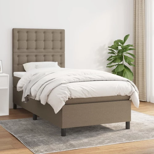 Κρεβάτι Boxspring με Στρώμα Taupe 100 x 200 εκ. Υφασμάτινο μπεζ-γκρι 3142077