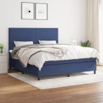 Κρεβάτι Boxspring με Στρώμα Μπλε 160x200 εκ. Υφασμάτινο Μπλε 3141631