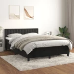Κρεβάτι Boxspring με Στρώμα Μαύρο 140x190 εκ. Βελούδινο Μαύρο 3141541
