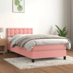 Κρεβάτι Boxspring με Στρώμα Ροζ 100x200 εκ. Βελούδινο Ροζ 3141532
