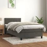 Κρεβάτι Boxspring με Στρώμα Σκούρο Γκρι 90x190 εκ. Βελούδινο Γκρι 3141396